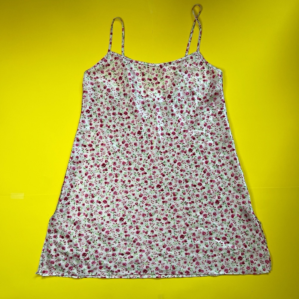 Pink and White Mini Dress with Floral Print
